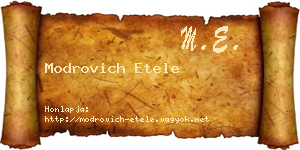 Modrovich Etele névjegykártya
